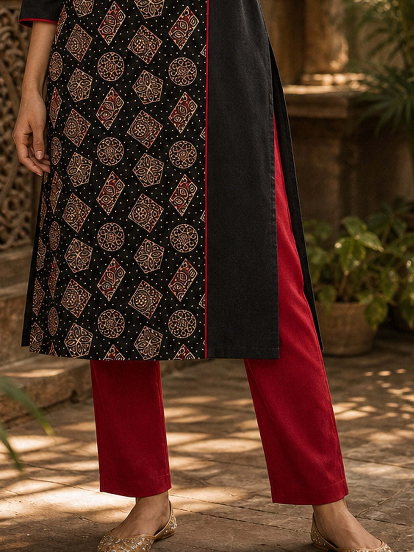 Chic Maroon Straight Cut Cotton Pant