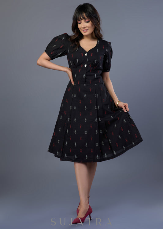 Smart Black Cotton Printed Dress