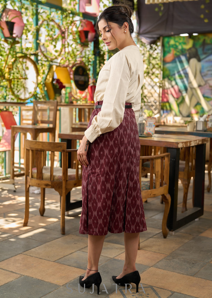 Brown ikat box pleated skirt - Shirt Optional