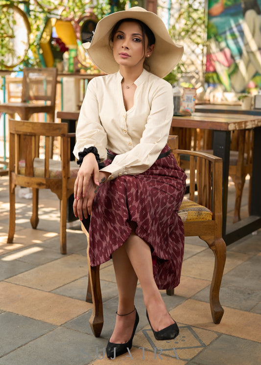 Brown ikat box pleated skirt - Shirt Optional