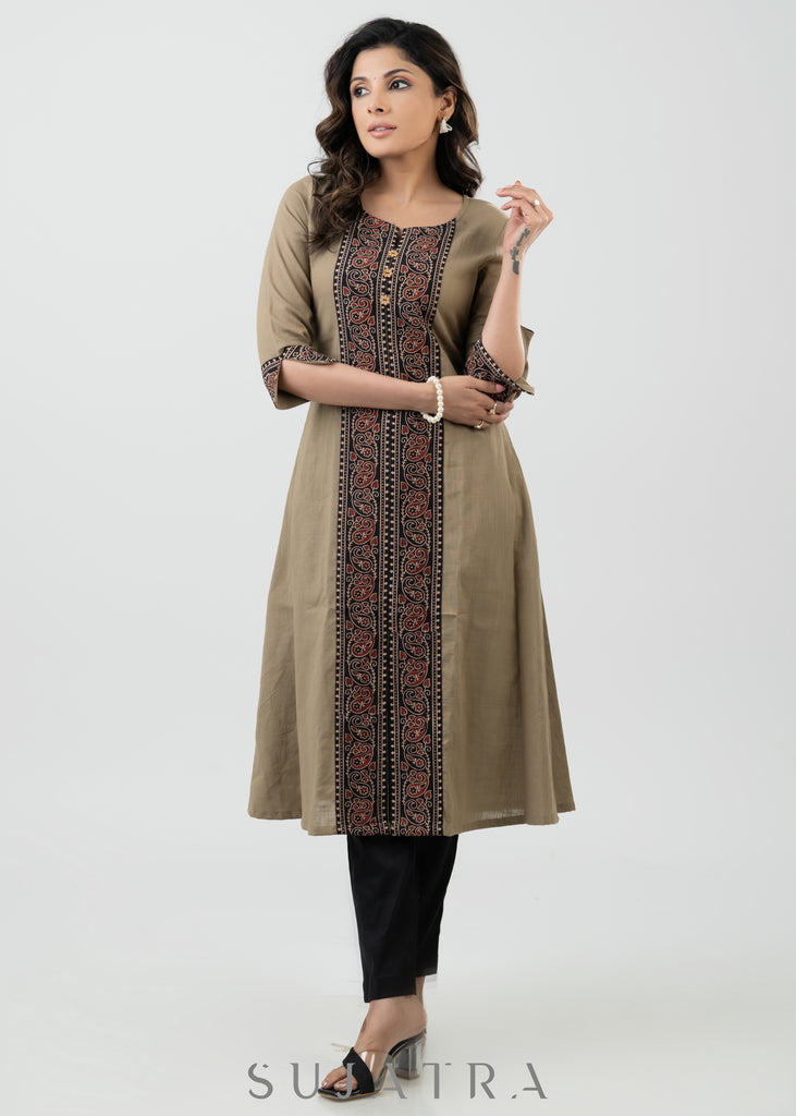 Elegant Cotton Ajrakh Combination Kurta - Pant Optional