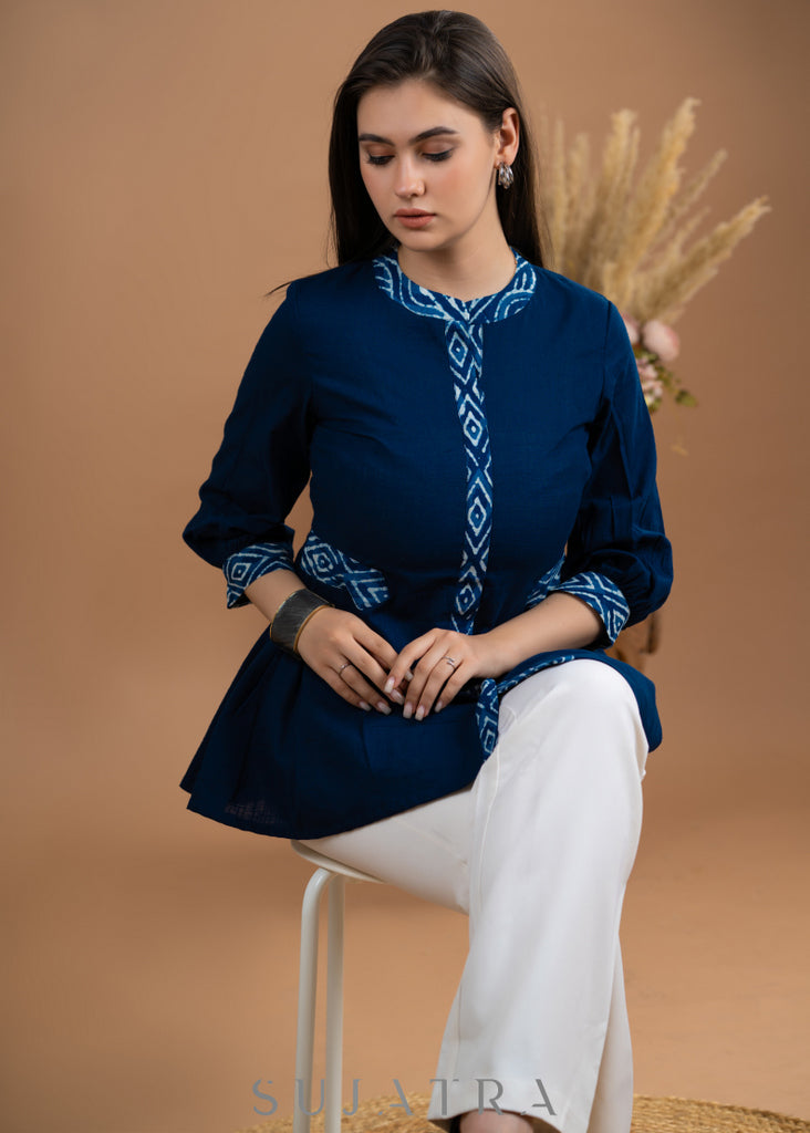 Elegant Cotton Blue & Indigo combination top