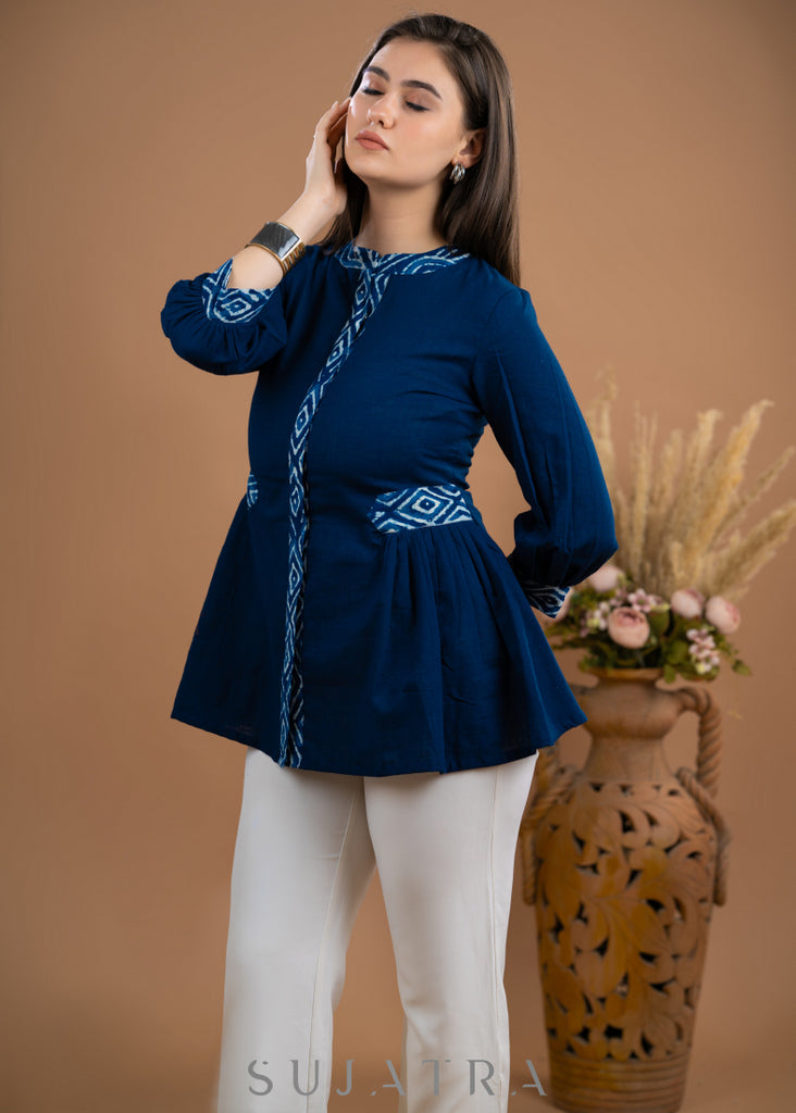 Elegant Cotton Blue & Indigo combination top