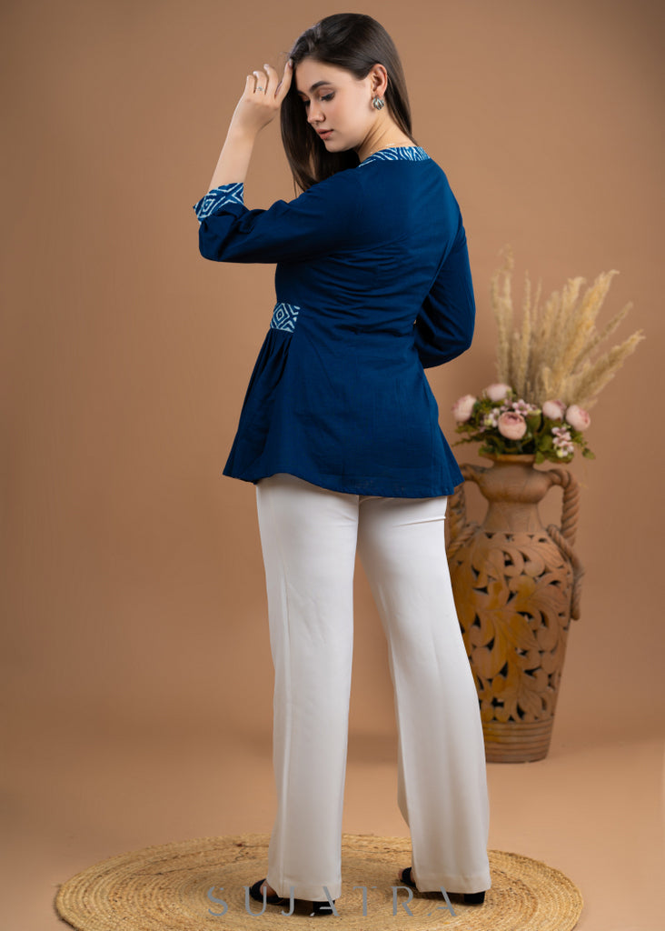 Elegant Cotton Blue & Indigo combination top