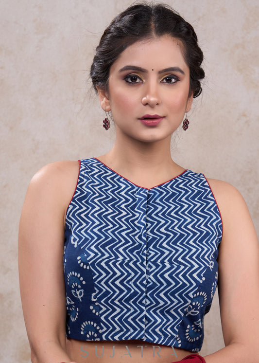 Elegant indigo combination blouse