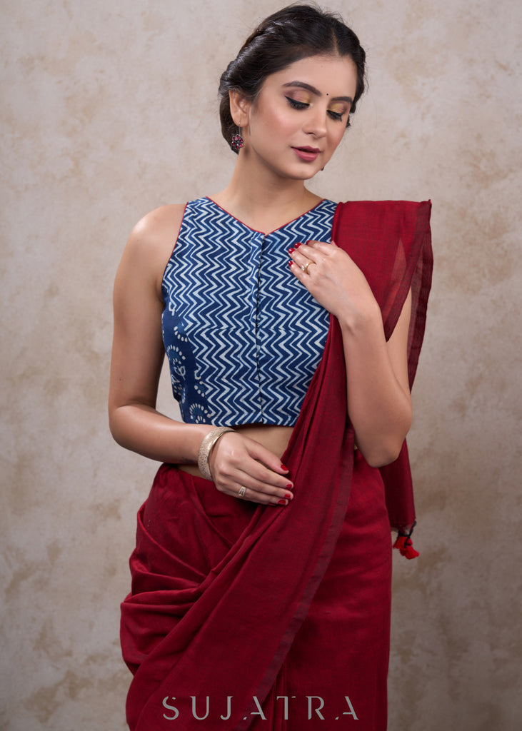 Elegant indigo combination blouse