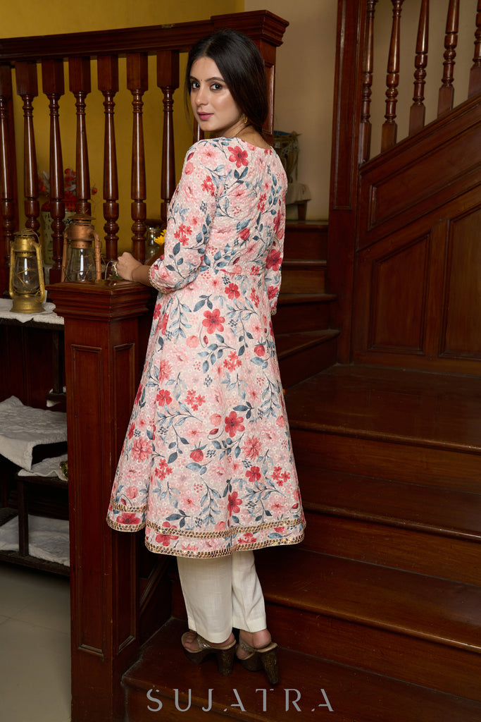 Flared Hakoba printed cotton kurta and matching pants - Dupatta Optional