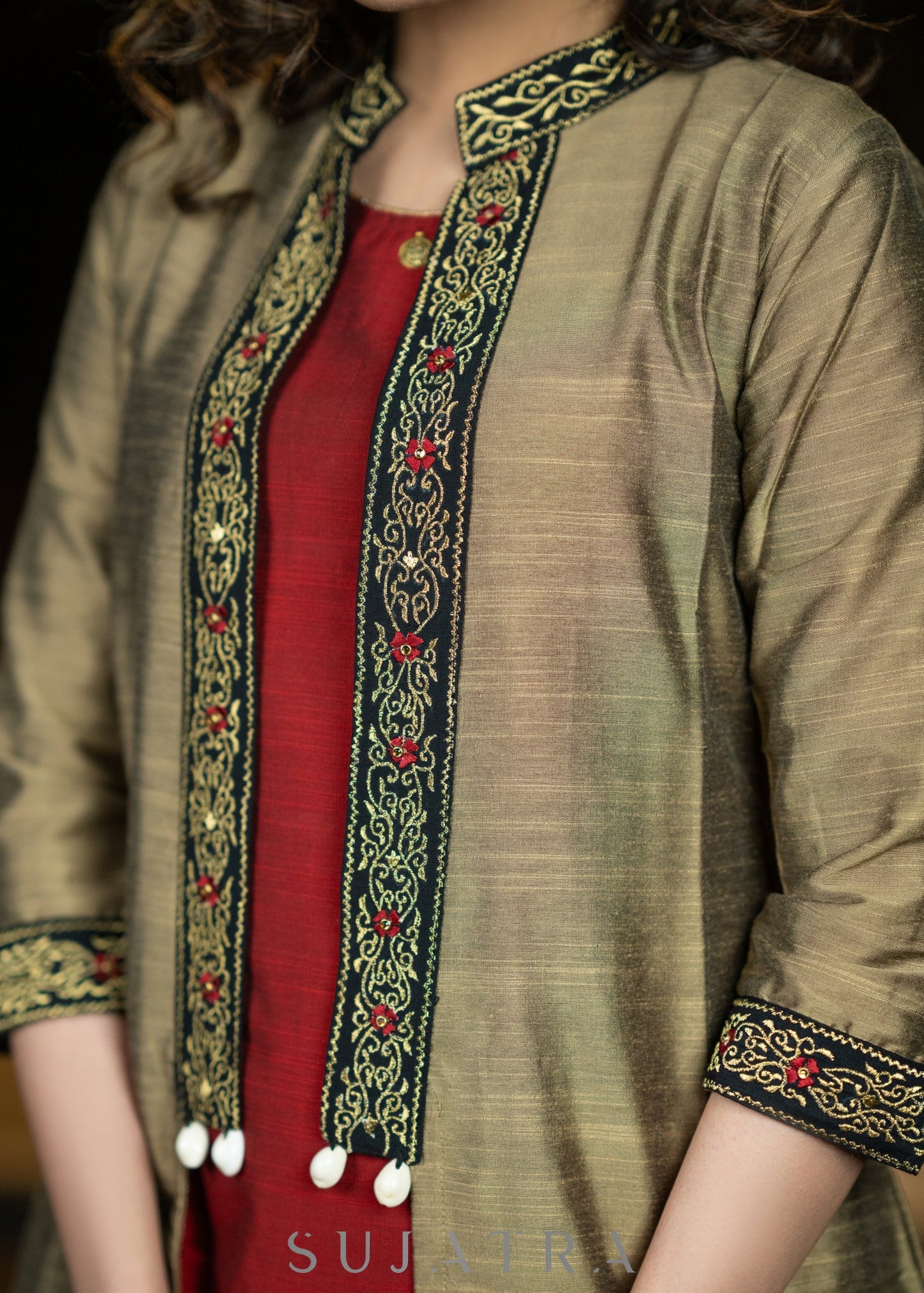 Maroon Cotton Silk Pant