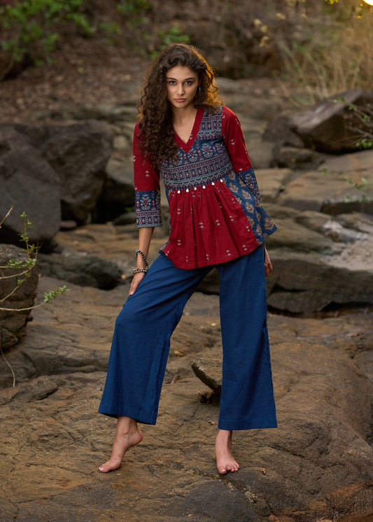 Blue Cotton Pant