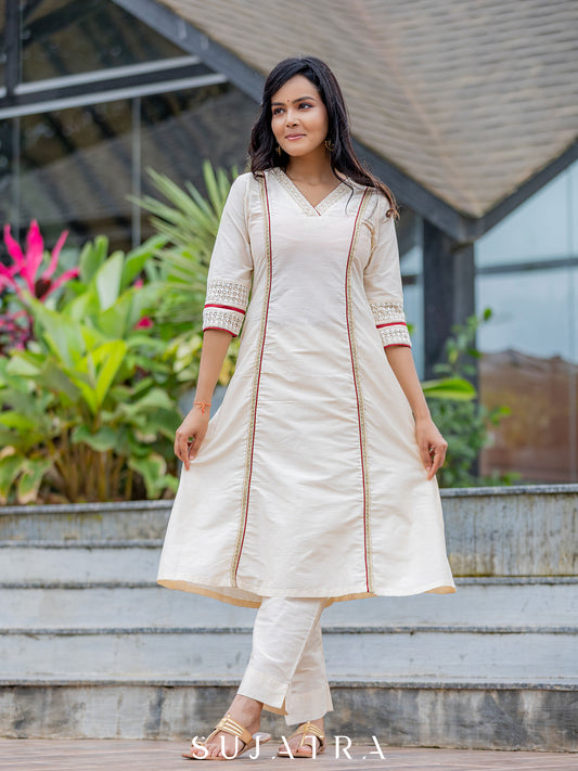 Jashn Cotton Silk Kurta with Delicate Embellishments