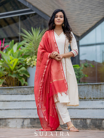Jashn Cotton Silk Kurta with Delicate Embellishments