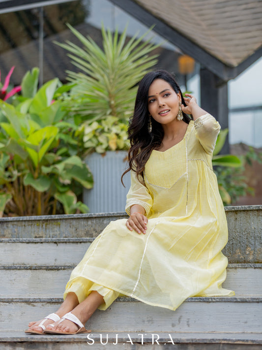 Lemon Yellow Chanderi Pant