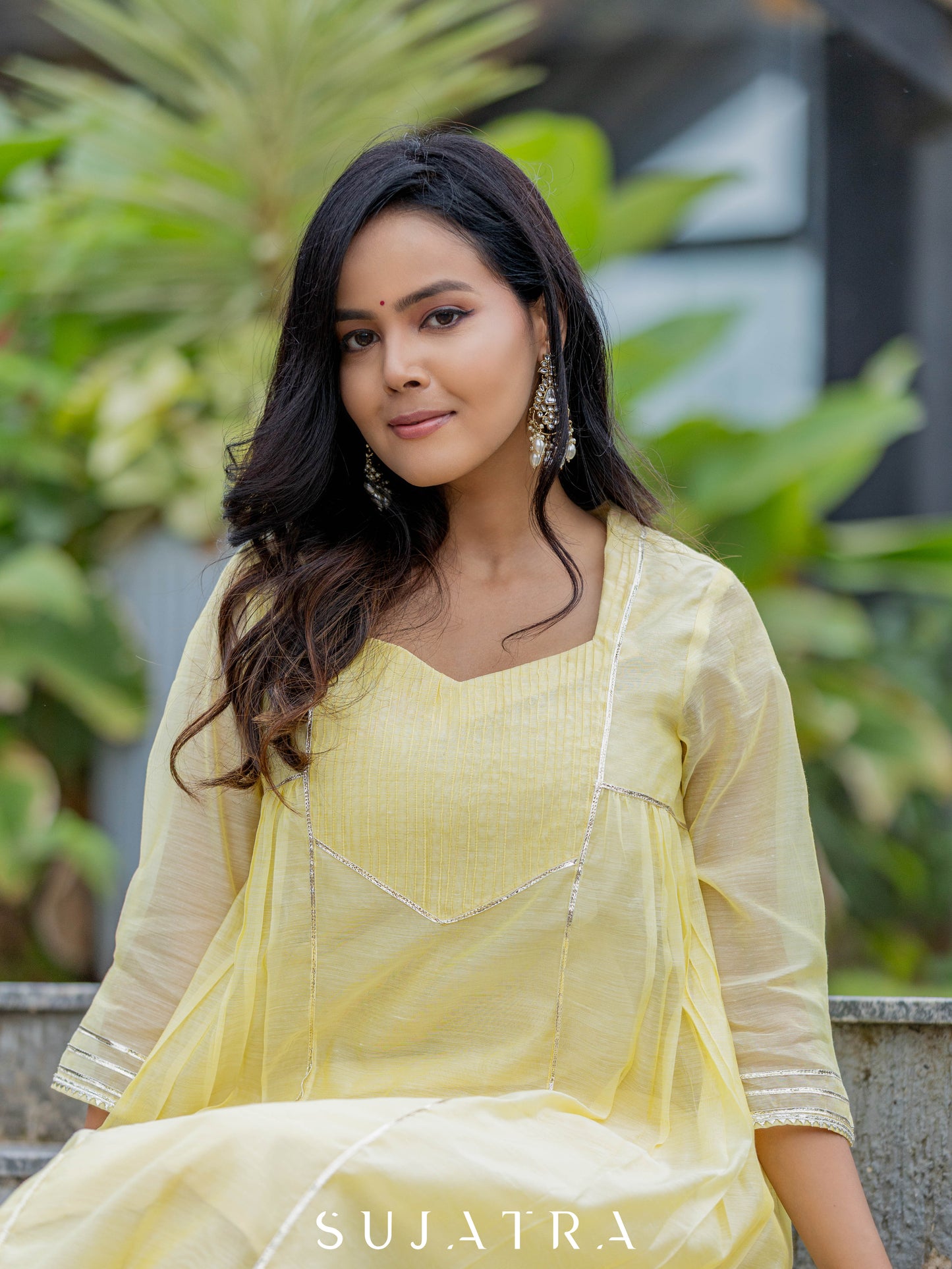 Lemon Yellow Chanderi Pant