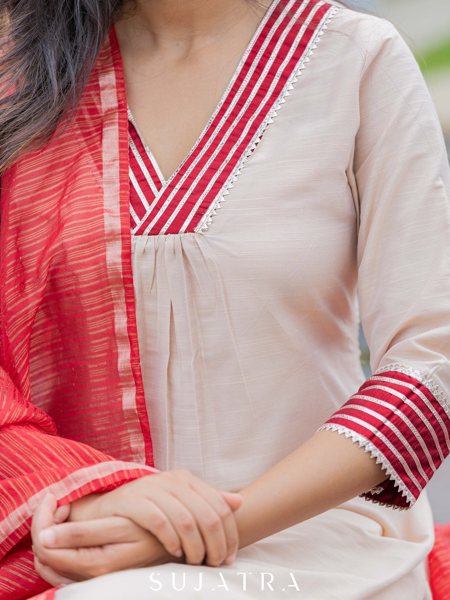 Raunak Cotton Silk Gota Patti Kurta