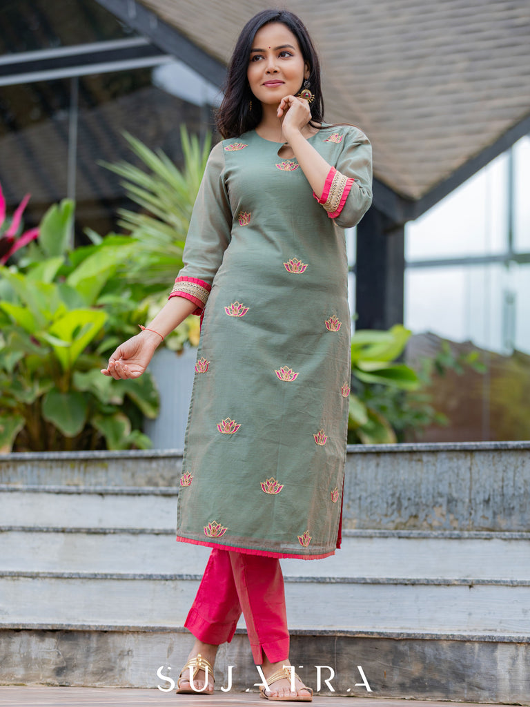 Neelkamal Intricate Hand Embroidered Chanderi Silk Kurta
