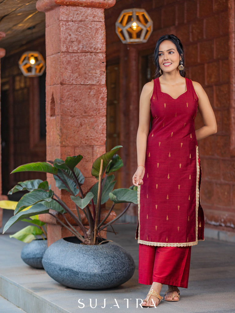 Rangini Cotton Silk Kurta with Delicate Embellishments