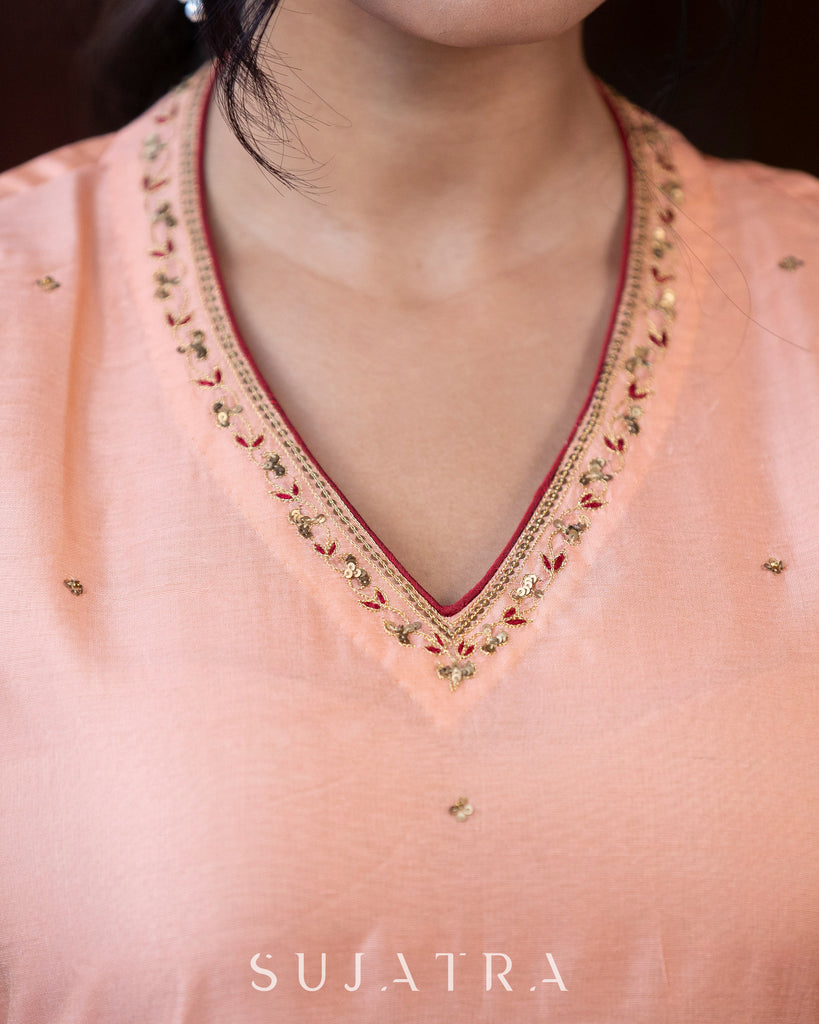 Rang Intricate Hand Embroidered Chanderi Silk Kurta