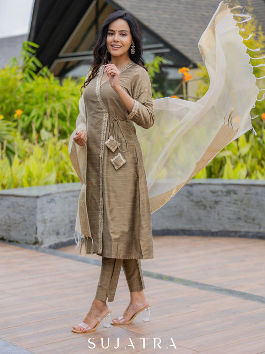 Golden Cotton Silk Pant