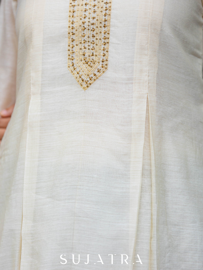 Sitara Hand Embroidered Pleated Chanderi Silk Kurta