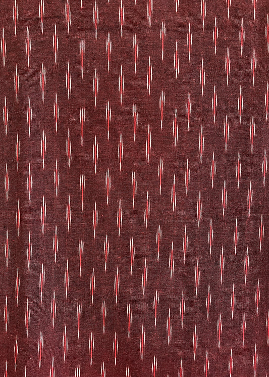 Maroon Ikat Cotton Suit Set with Black Bottom and Chanderi Dupatta