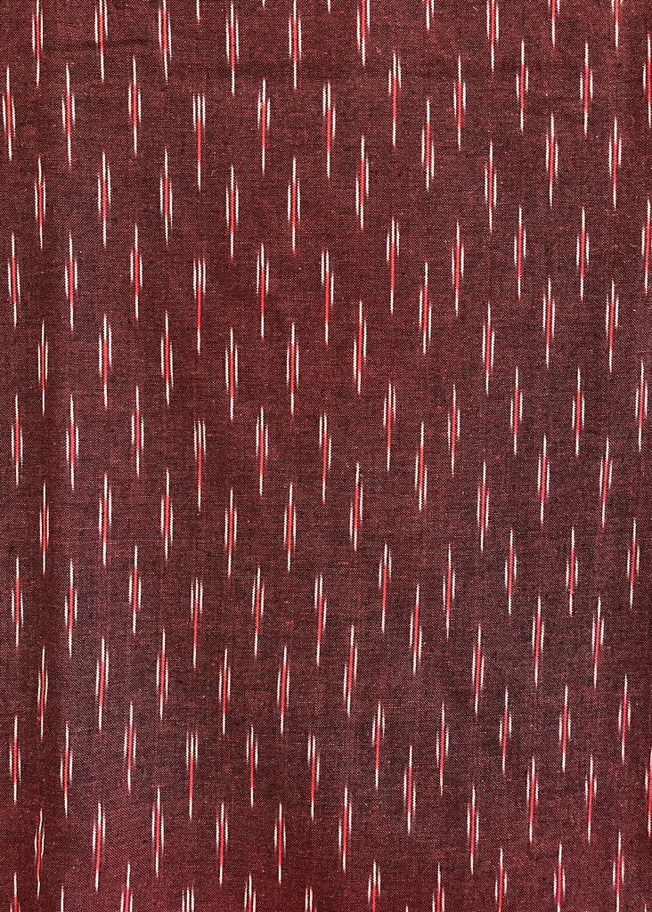 Maroon Ikat Cotton Suit Set with Black Bottom and Chanderi Dupatta