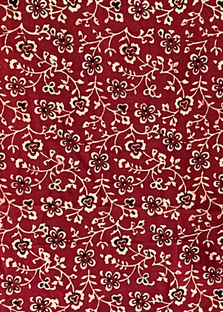 Floral Maroon Ajrakh Fabric