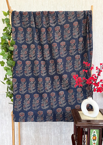 Cotton Navy Blue Ajrakh Fabric