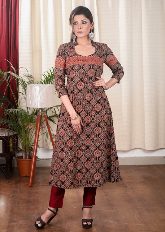 Maroon Cotton silk Pant