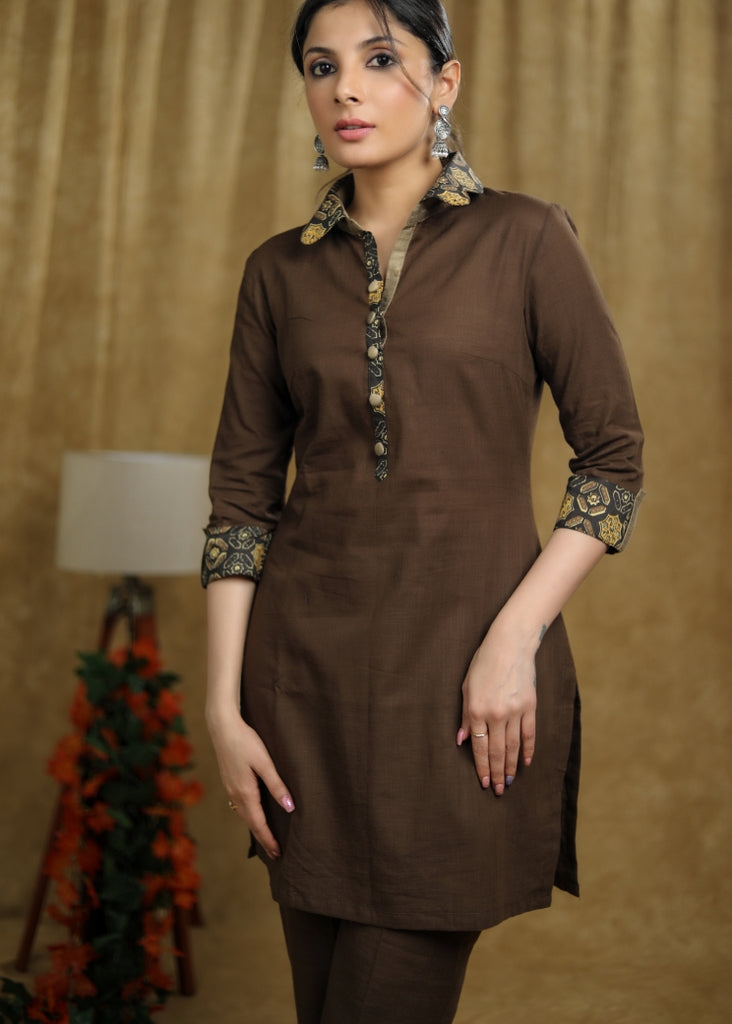 Summer Wear Brown cotton Short kurta