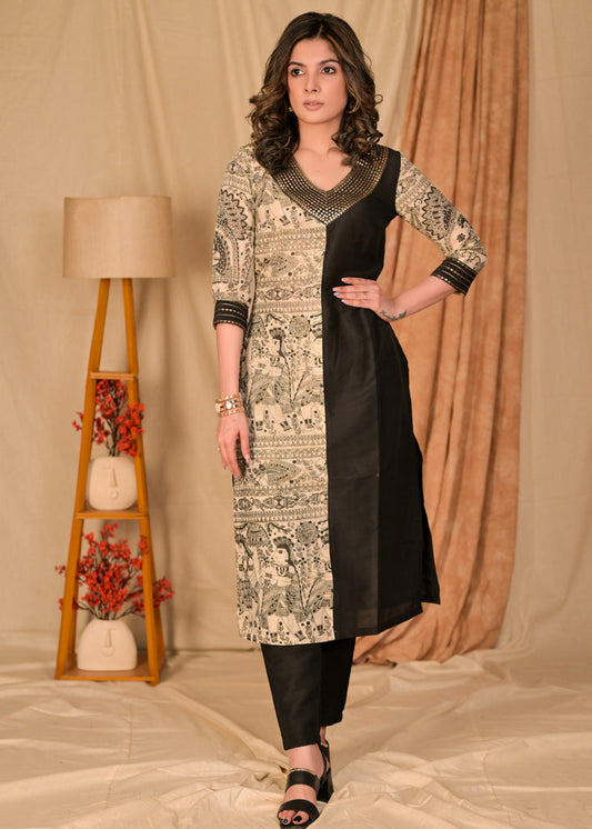 Black Cotton Silk Pant