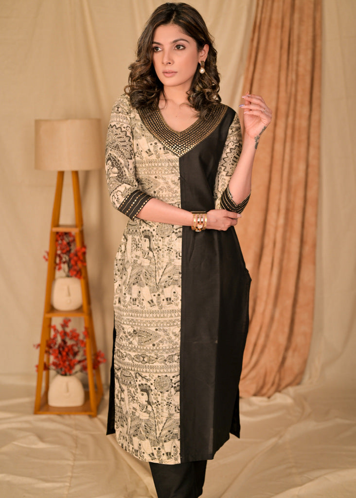 Black Cotton Silk Pant