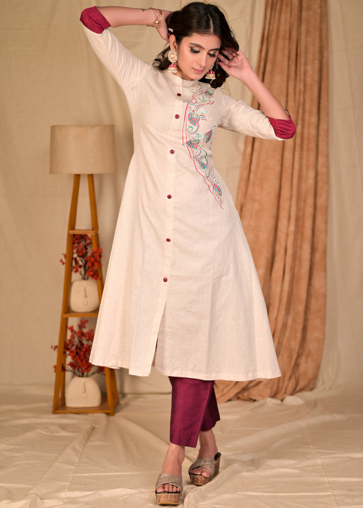 Magenta Cotton Silk Pant