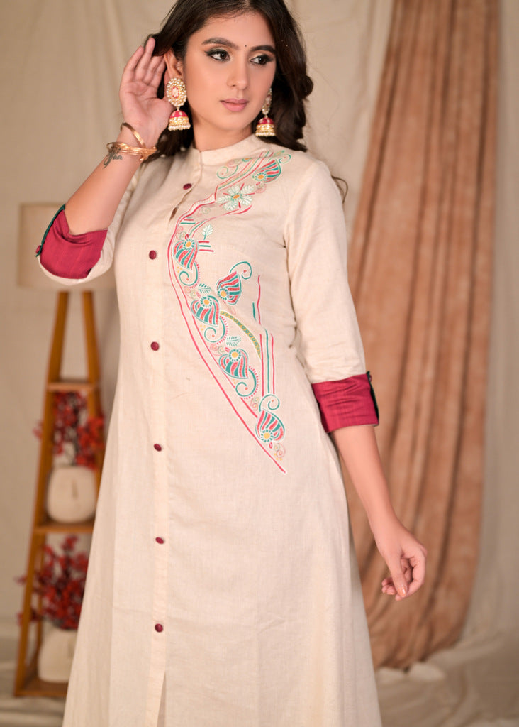 Magenta Cotton Silk Pant