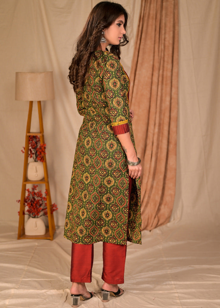 Maroon Cotton Silk Pant