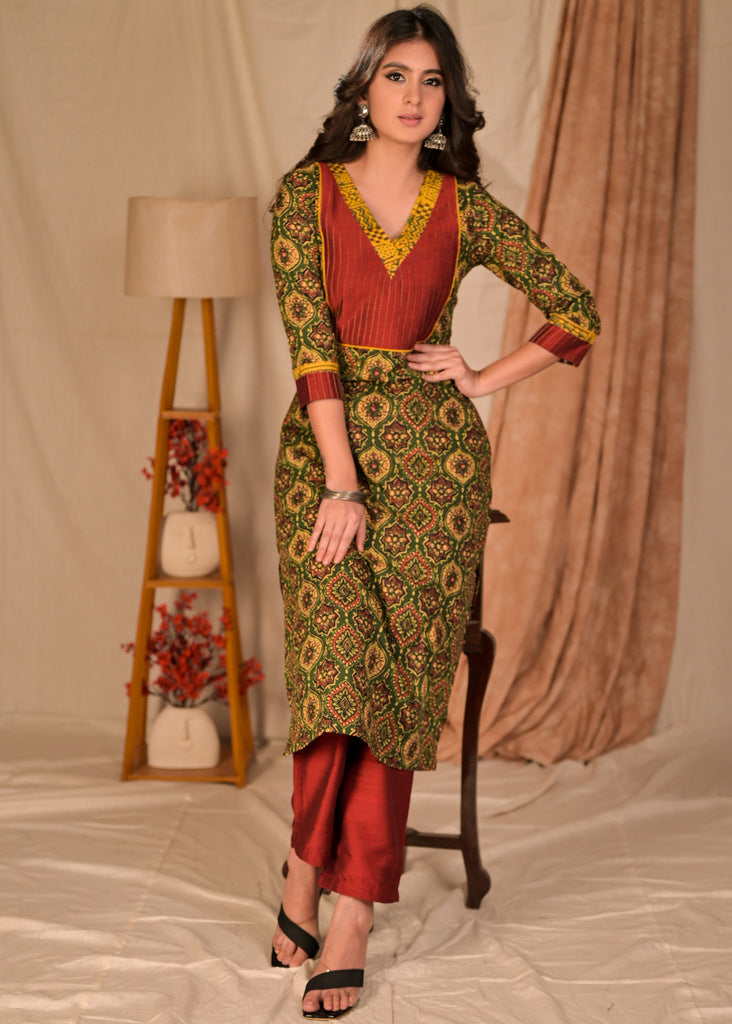 Maroon Cotton Silk Pant