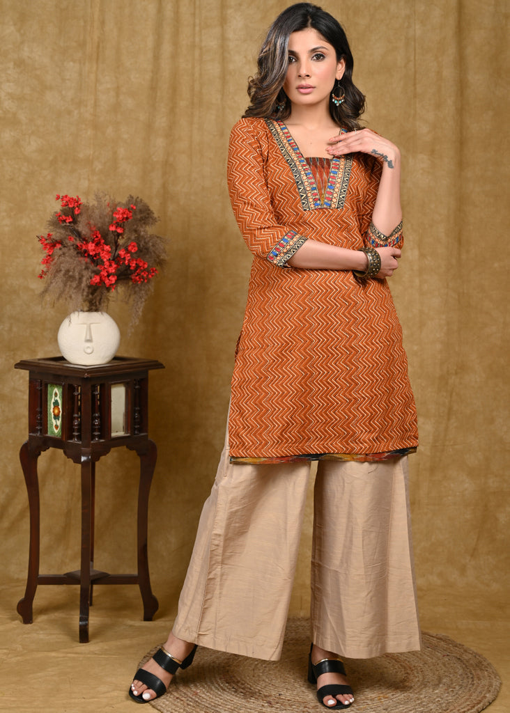 Beige Cotton Silk Pant