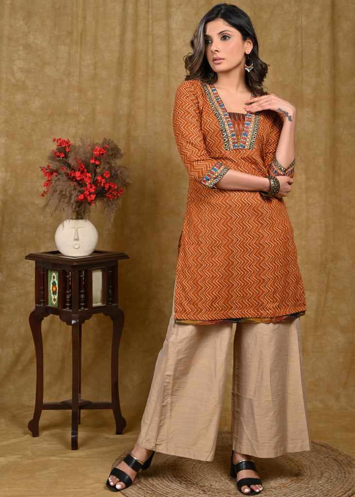 Beige Cotton Silk Pant