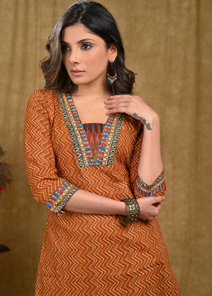 Beige Cotton Silk Pant