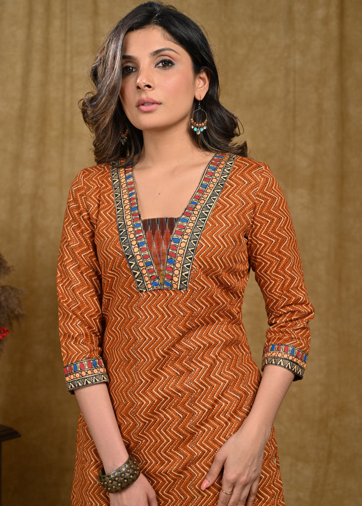 Beige Cotton Silk Pant