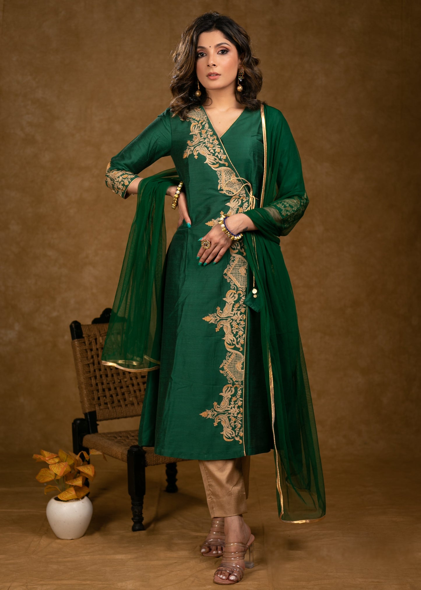 Gold Cotton Silk pant
