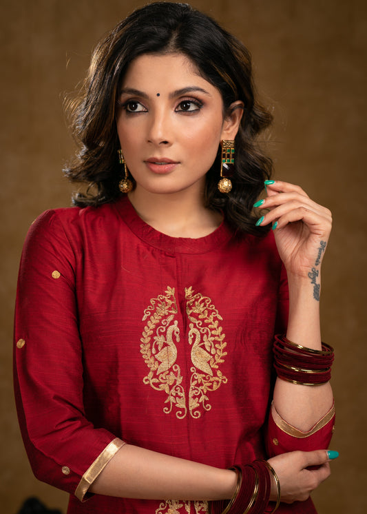 Golden Cotton Silk Pant
