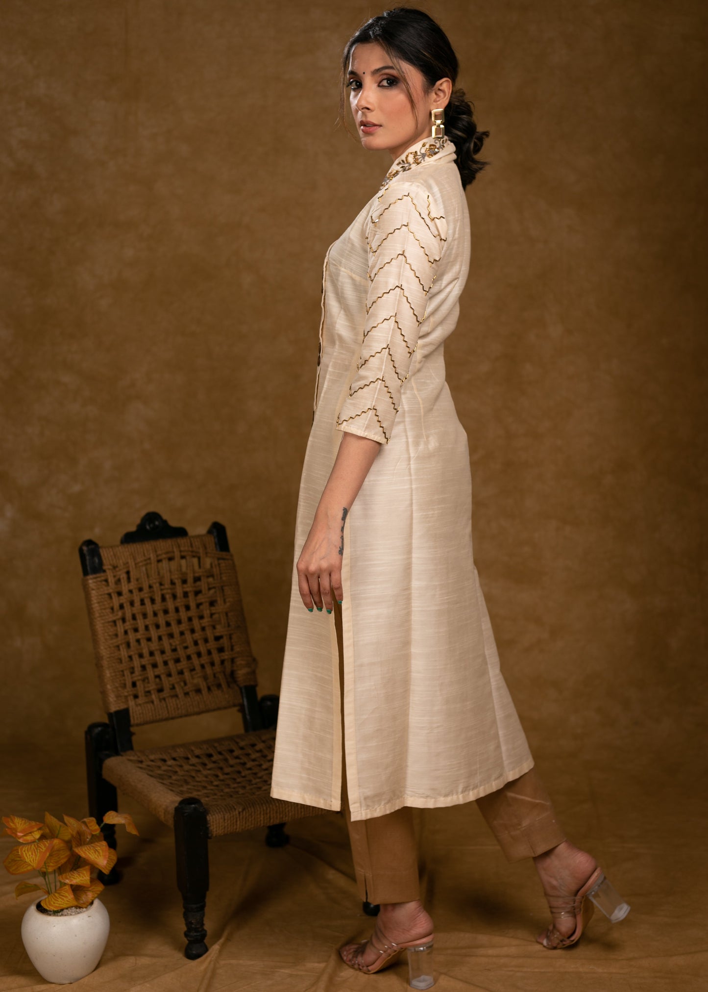 Golden Cotton Silk Pant