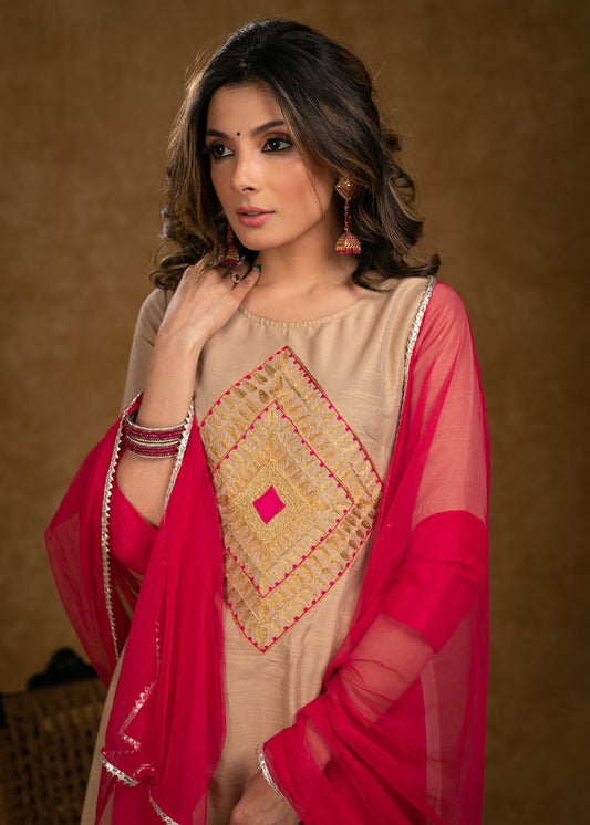 Pink Cotton Silk Pant