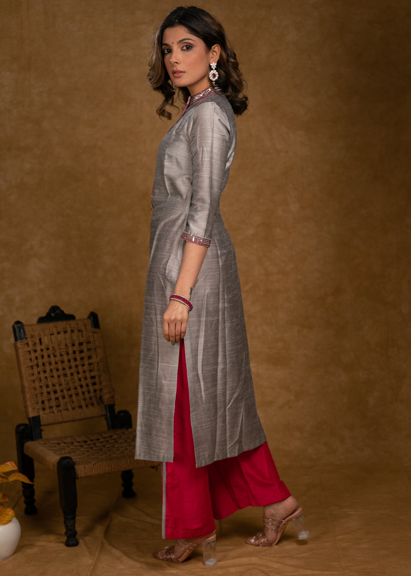 Pink Cotton silk palazzo