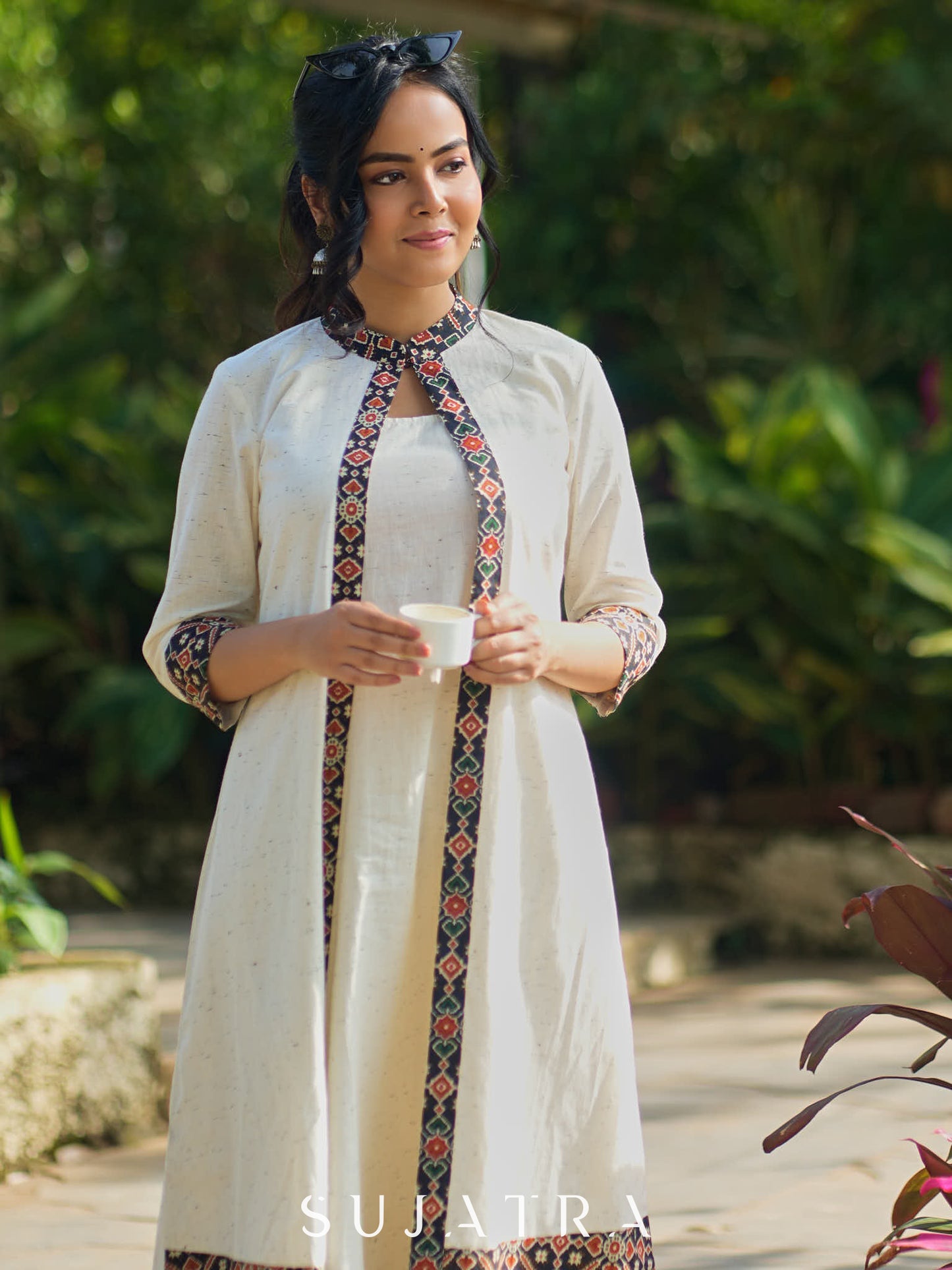 Classic Handloom Cotton Kurta with Sleeveless inner