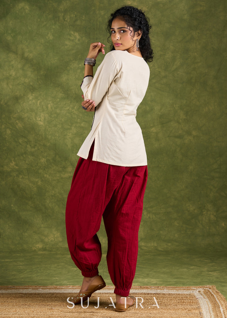 Stylish Cotton Printed Collared Top - Pant Optional