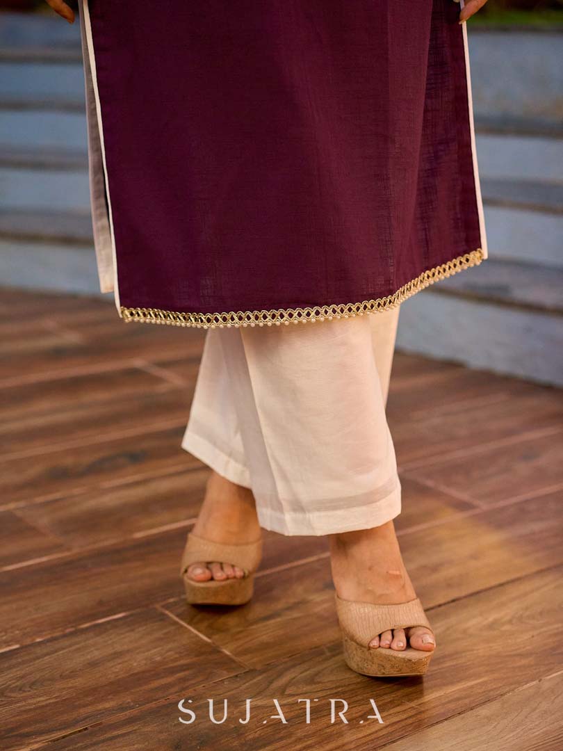 Elegant White Chanderi Parallel Pant