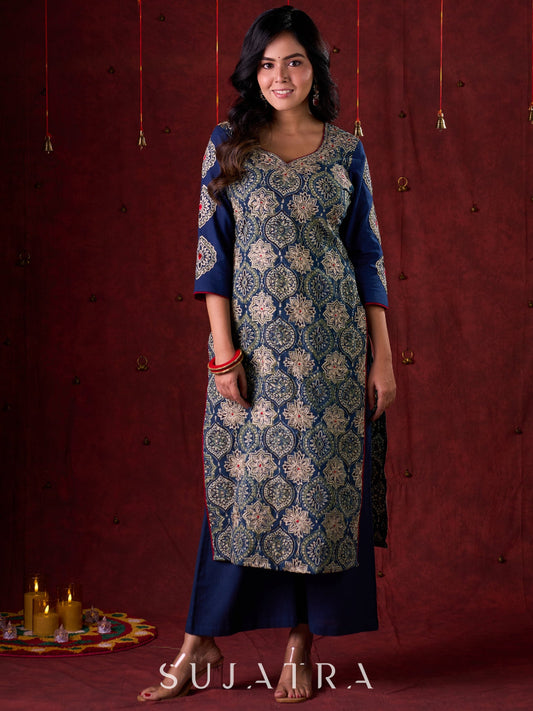 Blue Cotton Palazzo Pant