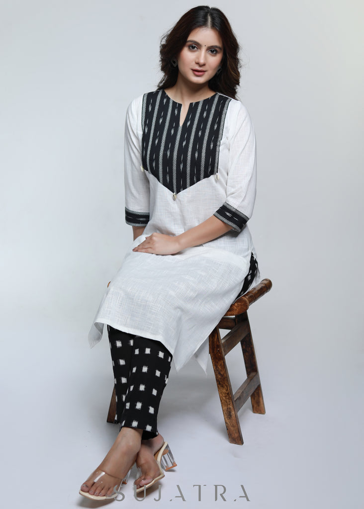Smart Cotton Ikat Yoke Kurta-Pant Optional