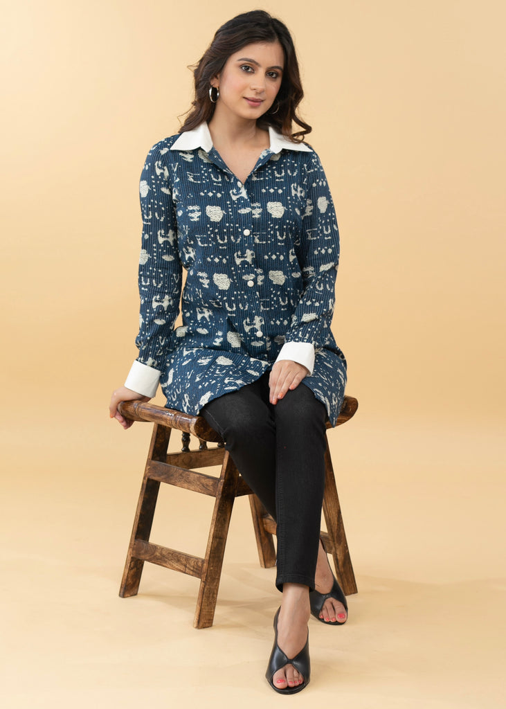 Easy wear Kantha Indigo Print Shirt Tunic